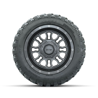 Set of (4) 12 in GTW® Volt Gunmetal Wheels with 22x11-R12 Nomad All-Terrain Tires Lakeside Buggies Parts and Accessories