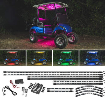 Lakeside Buggies 12pc Million Color LED 6-Seater Golf Cart Underglow Accent Neon Lighting Kit with Canopy Water Resistant LakesideLumi Accessory Light Kits