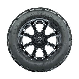 Set of (4) 14 Inch GTW Raven Matte Black Wheels with Sahara Classic All Terrain Tires GTW Parts and Accessories