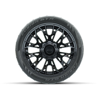 Set of (4) 14 in GTW® Stellar Black Wheels with 205/40-R14 Fusion GTR Street Tires Lakeside Buggies Parts and Accessories