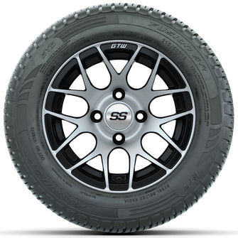 Set of (4) 12 in GTW Pursuit Wheels with 215/50-R12 Fusion S/R Street Tires Lakeside Buggies Parts and Accessories