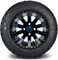 Lakeside Buggies MODZ 12" Mauler Glossy Black and Blue with Ball Mill Wheels & Street Tires Combo- G1-5212-BBB STREET OPTION Modz Tire & Wheel Combos