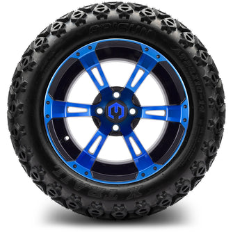 Lakeside Buggies MODZ® 14" Mauler Glossy Black and Blue with Ball Mill Wheels & Off-Road Tires Combo- BLUE Modz Tire & Wheel Combos