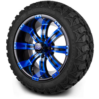 Lakeside Buggies MODZ® 14" Mauler Glossy Black and Blue with Ball Mill Wheels & Off-Road Tires Combo- BLUE Modz Tire & Wheel Combos