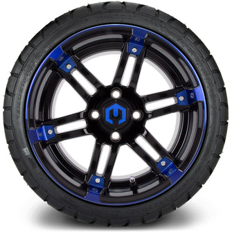 Lakeside Buggies MODZ® 14" Mauler Glossy Black and Blue with Ball Mill Wheels & Off-Road Tires Combo- BLUE Modz Tire & Wheel Combos