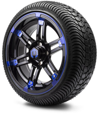 Lakeside Buggies MODZ® 14" Mauler Glossy Black and Blue with Ball Mill Wheels & Off-Road Tires Combo- BLUE Modz Tire & Wheel Combos