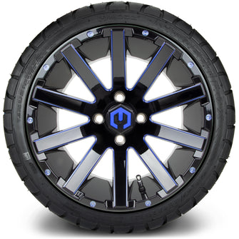 Lakeside Buggies MODZ® 14" Mauler Glossy Black and Blue with Ball Mill Wheels & Off-Road Tires Combo- BLUE Modz Tire & Wheel Combos