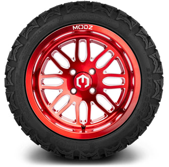 Lakeside Buggies MODZ® 14" Mayhem Brushed Red with Ball Mill Wheels & Off-Road Tires Combo- RED Modz Tire & Wheel Combos