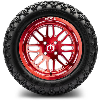 Lakeside Buggies MODZ® 14" Mayhem Brushed Red with Ball Mill Wheels & Off-Road Tires Combo- RED Modz Tire & Wheel Combos