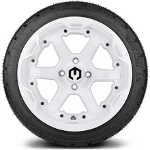 Lakeside Buggies MODZ® 14" Gladiator Glossy White Wheels with Spikes and Street Tires Combo- WHITE Modz Tire & Wheel Combos