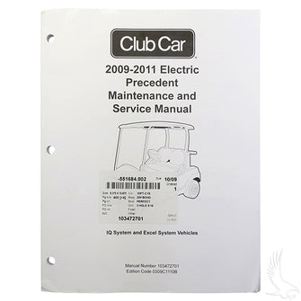 Lakeside Buggies Maintenance & Service Manual, Club Car Precedent Electric IQ and Excel 09-11- LIT-CC12 Lakeside Buggies NEED TO SORT