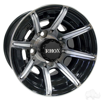 Lakeside Buggies RHOX RX150, 8 Spoke Machined w/Gloss Black w/ Center Cap, 10x7 ET-25- TIR-RX150 Rhox Wheels