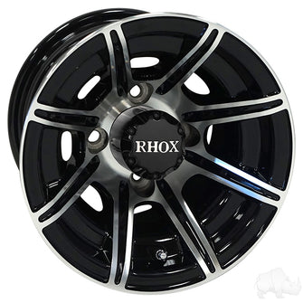 Lakeside Buggies RHOX RX150, 8 Spoke Machined w/Gloss Black w/ Center Cap, 10x7 ET-25- TIR-RX150 Rhox Wheels