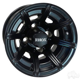 Lakeside Buggies RHOX RX152, 8 Spoke Matte Black w/ Center Cap, 10x7 ET-25- TIR-RX152 Rhox Wheels