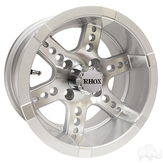 Lakeside Buggies RHOX RX251, Machined w/ Silver W/ Center Cap, 12x7 ET-25- TIR-RX251 Rhox Wheels