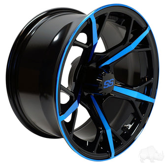 Lakeside Buggies RHOX RX400, Gloss Black with Blue, 14x7 ET-25- TIR-RX400-BBL Rhox Wheels