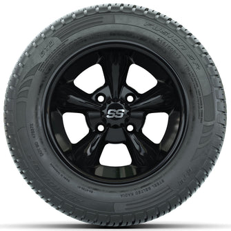 Set of (4) 12 in GTW Godfather Wheels with 215/50-R12 Fusion S/R Street Tires Lakeside Buggies Parts and Accessories