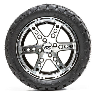 Lakeside Buggies 14” GTW Dominator Black and Machined Wheels with 22” Timberwolf Mud Tires – Set of 4- A19-404 GTW Tire & Wheel Combos