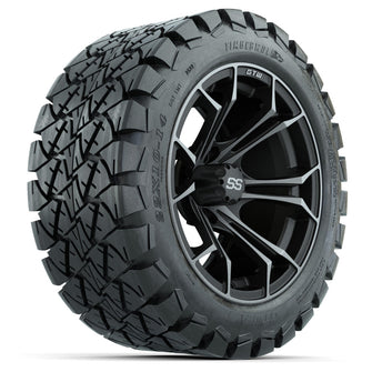 Set of (4) 14 in GTW Spyder Wheels with 22x10-14 GTW Timberwolf All-Terrain Tires Lakeside Buggies Parts and Accessories