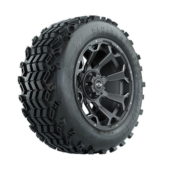 Set of (4) 14 Inch GTW Raven Matte Gray Wheels with Sahara Classic All Terrain Tires GTW Parts and Accessories