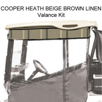 Lakeside Buggies Red Dot Chameleon Valance With Cooper Heatehr Beige/Brown & Linen Sunbrella Fabric For Yamaha Drive2 (Years 2017-Up)- 64047 RedDot Valances