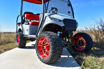 Lakeside Buggies MODZ® 14" Mayhem Brushed Red with Ball Mill Wheels & Off-Road Tires Combo- RED Modz Tire & Wheel Combos